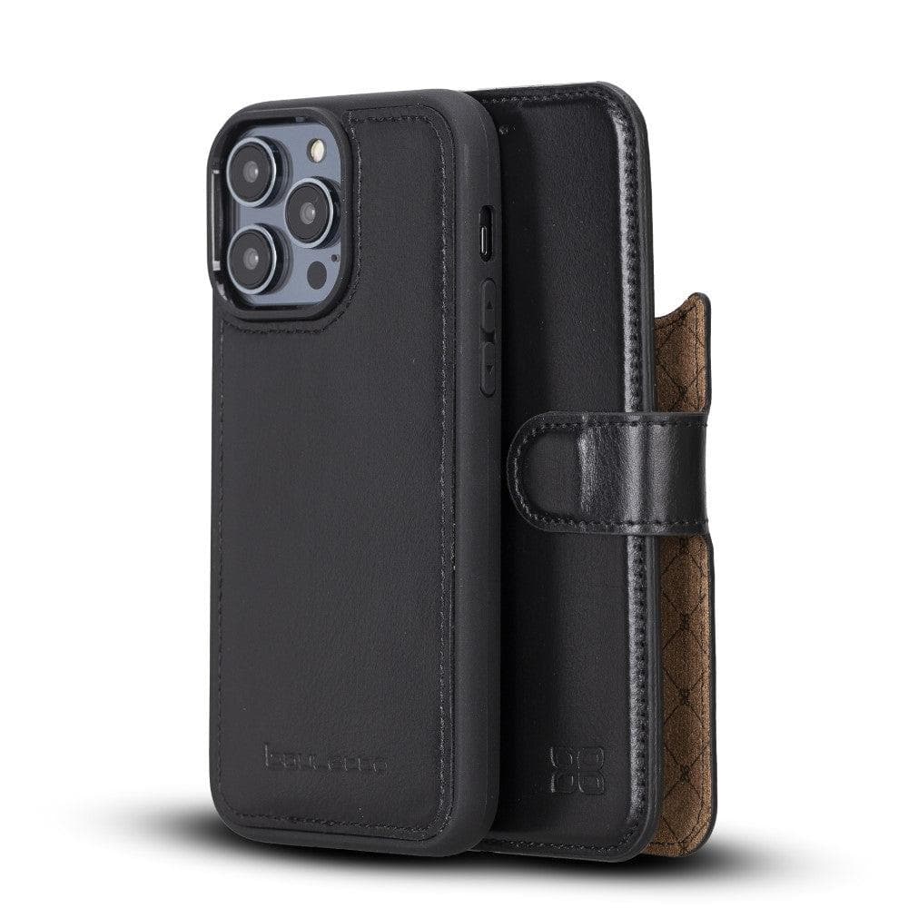 Apple iPhone 14 Series Detachable Leather Wallet Case Darker Color - MW iPhone 14 Pro Max / Black Bouletta LTD