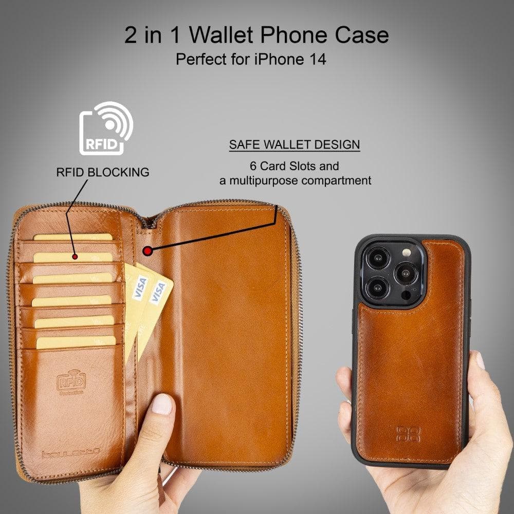 Apple iPhone 15 Series Detachable and Zipper Leather Wallet Case - Pre Order Bouletta LTD