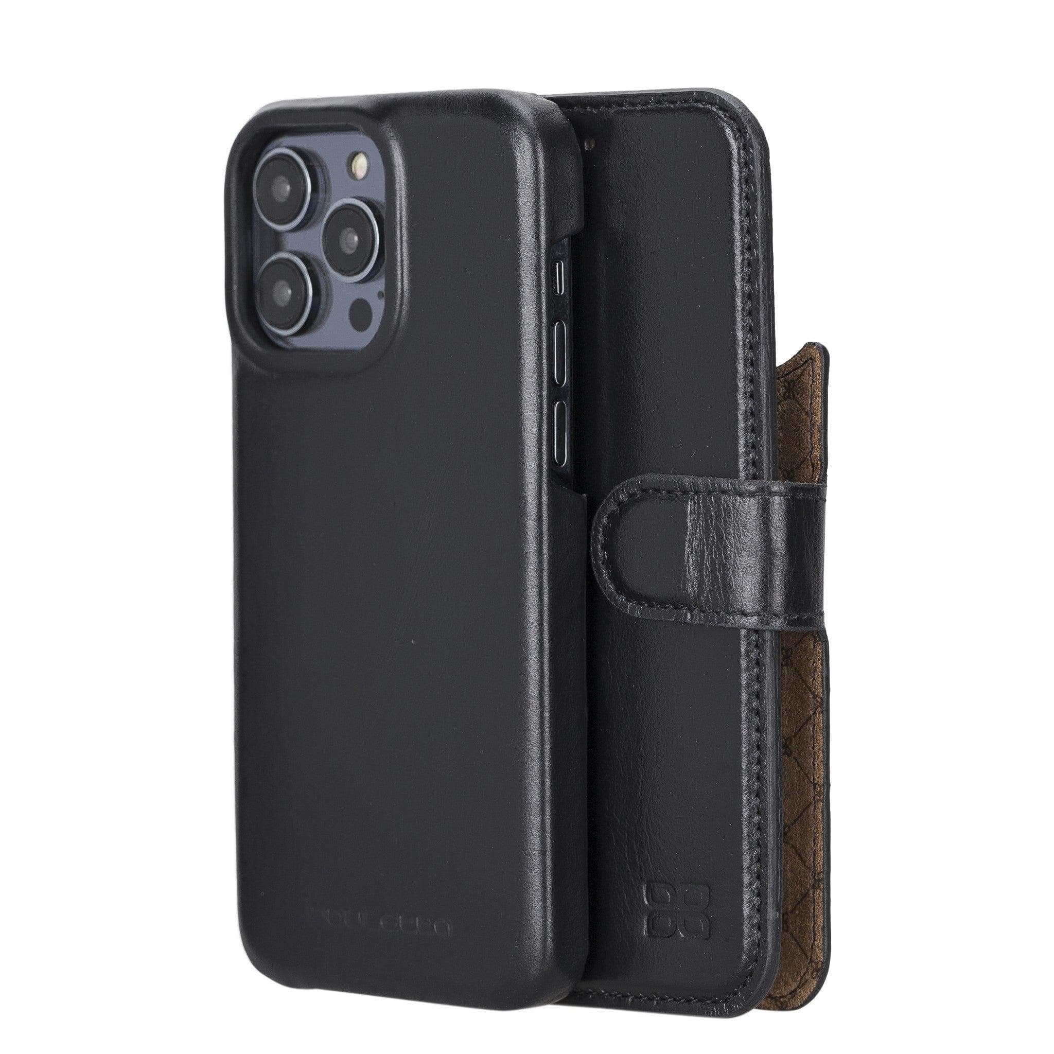 Apple iPhone 15 Series Full Leather Coating Detachable Wallet Case - Pre Order iPhone 15 Pro Max / Black / Leather Bouletta LTD