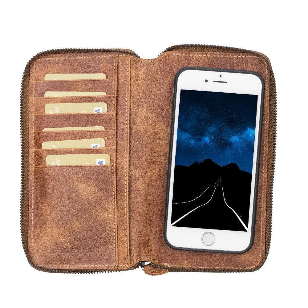 Apple iPhone SE Series Leather Pouch Magnetic Detachable Leather Wallet Case iPhone SE 1st Genaration / Vegetal Tan Bouletta