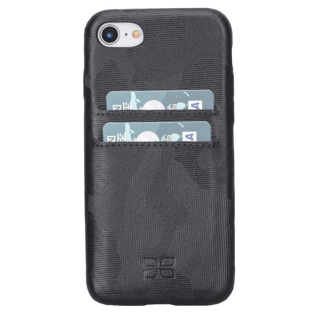 Apple iPhone SE Series Leather Ultra Cover with Credit Card iPhone SE 1st Genaration / KAMUFLAJ SİYAH Bouletta