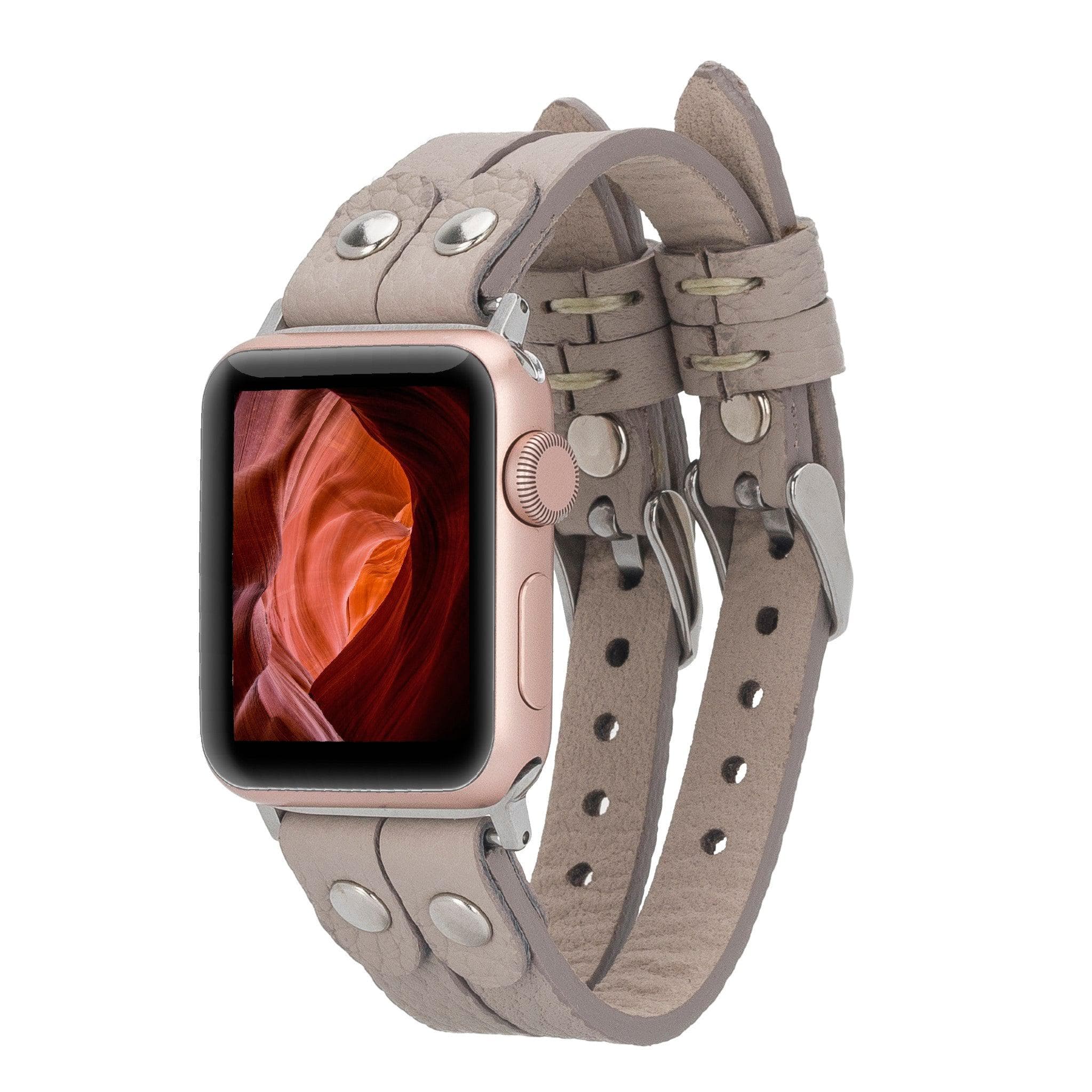 B2B- Durham Ely Apple Watch Leather Straps ERC3 / Silver Bouletta B2B