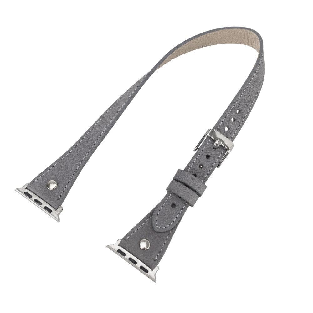 B2B - Leather Apple Watch Bands - DTS Double Tour Slim Hector Silver Trok Style Bouletta B2B