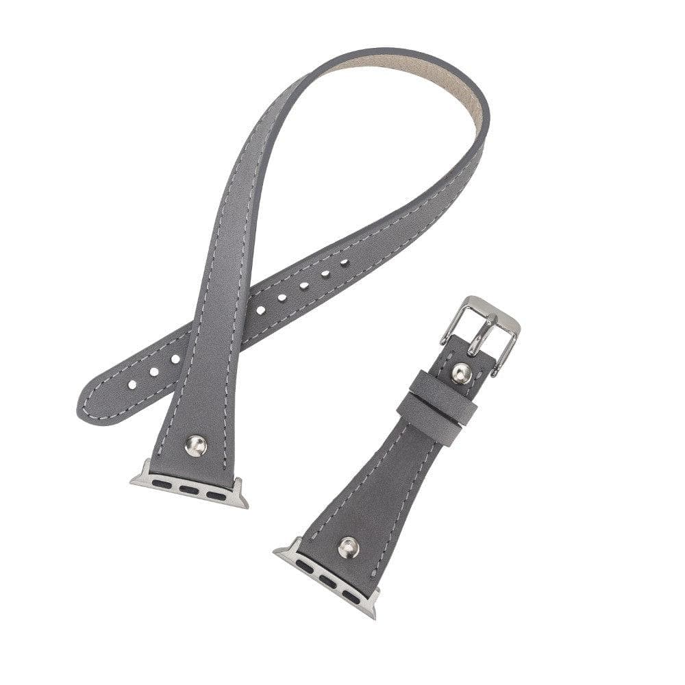 B2B - Leather Apple Watch Bands - DTS Double Tour Slim Hector Silver Trok Style Bouletta B2B