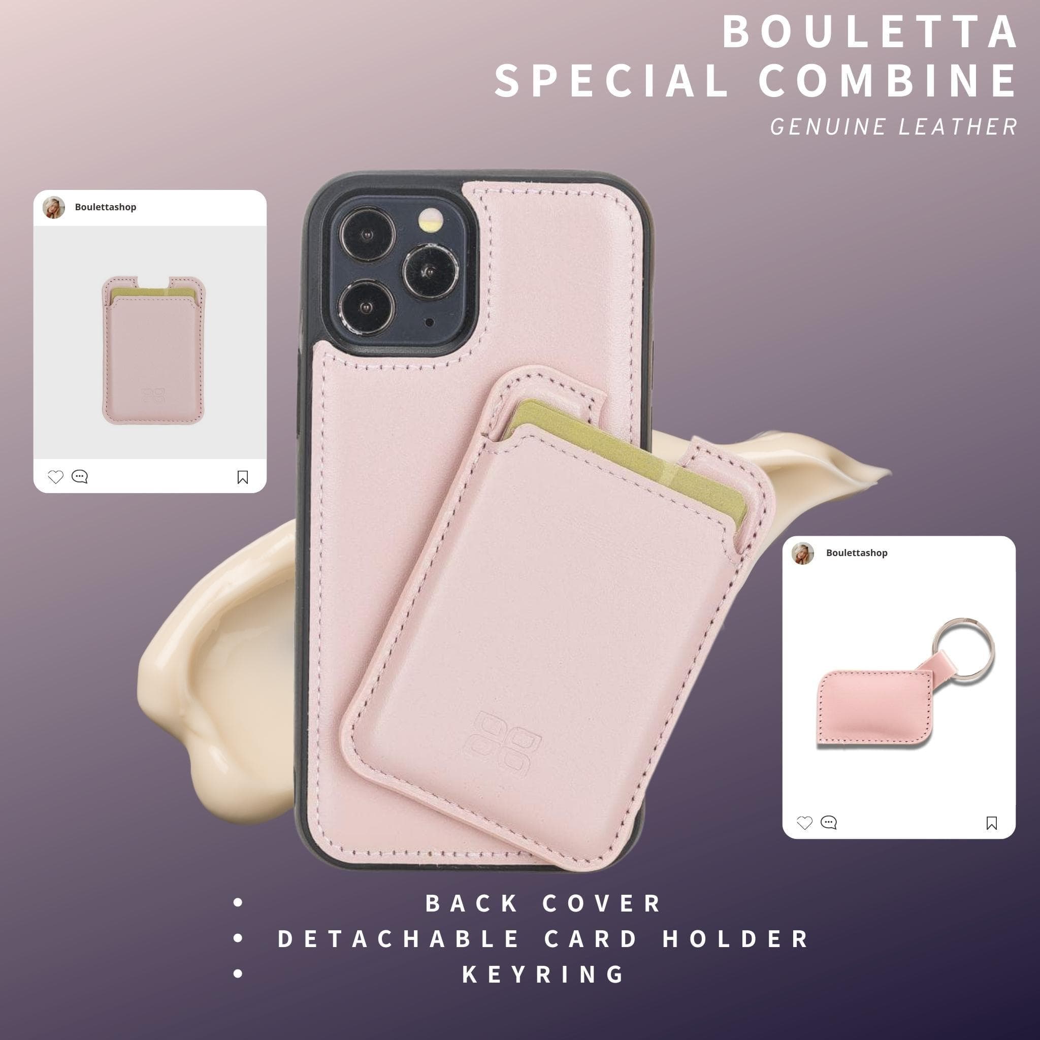 Bouletta Special Combine Leather Back Cover, Card Holder and Keyring Blue Bouletta LTD