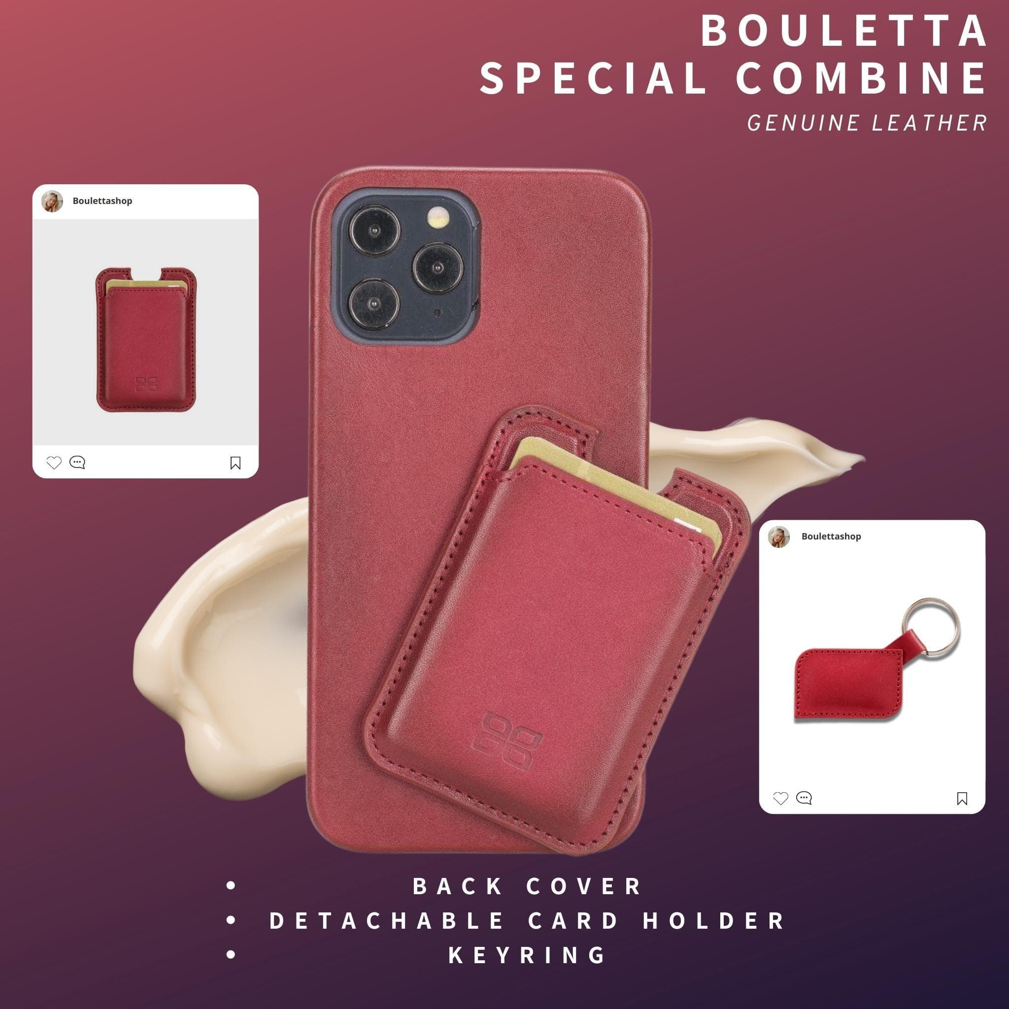 Bouletta Special Combine Leather Back Cover, Card Holder and Keyring Blue Bouletta LTD