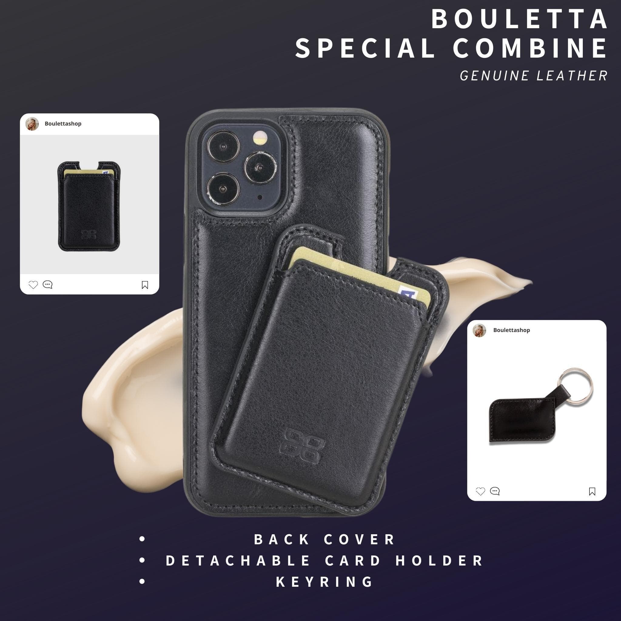 Bouletta Special Combine Leather Back Cover, Card Holder and Keyring Blue Bouletta LTD