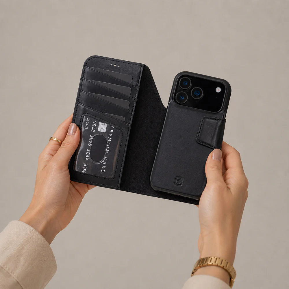 Elite Magic iPhone 17 Pro Detachable Leather Wallet Case