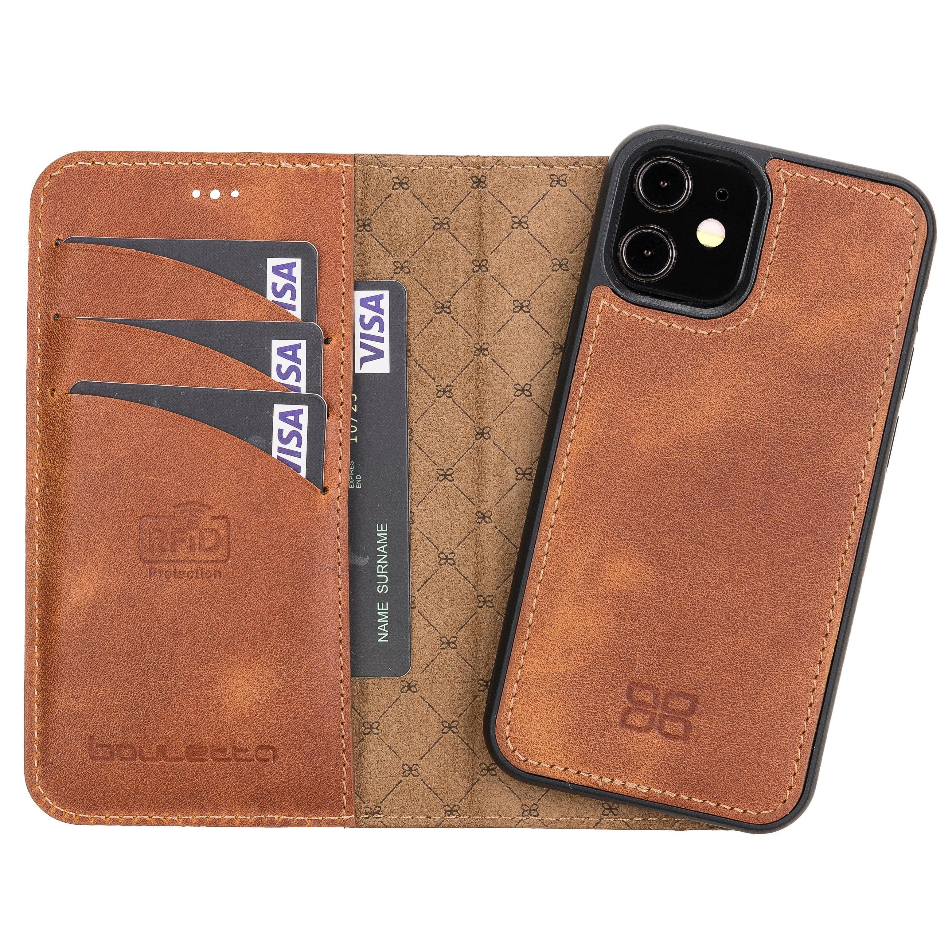 Detachable Leather Wallet Cases for Apple iPhone 12 Series iPhone 12 Mini / Tiguan Tan Bouletta LTD