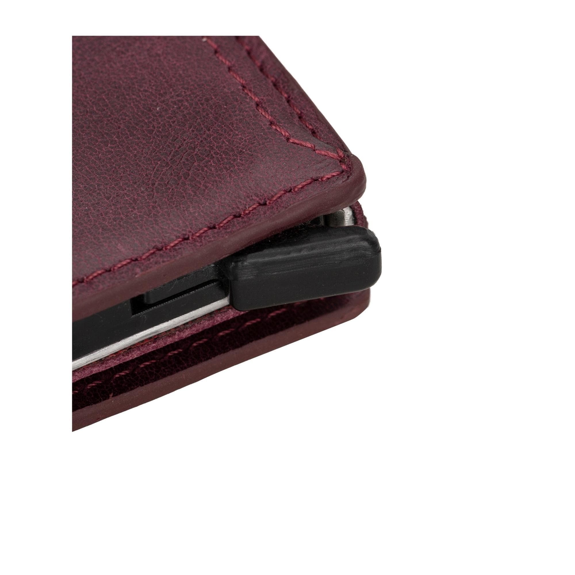 Rodos Zip Mechanical Leather Card Holder Antic Red Bouletta