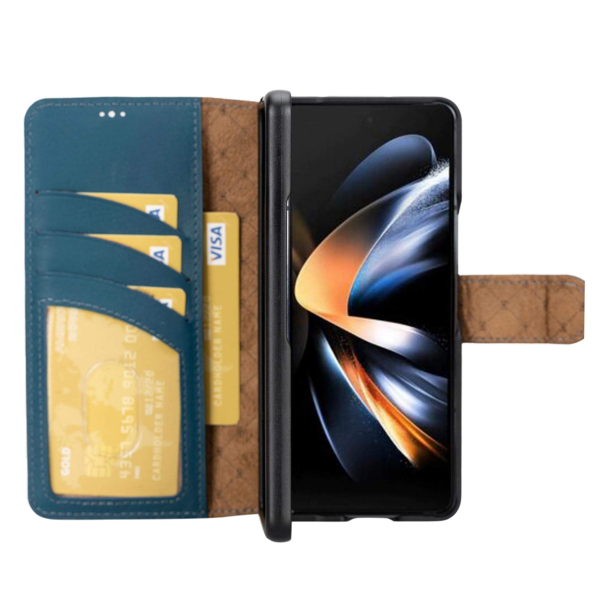 Samsung Galaxy Z Fold 4 Detachable Leather Wallets - MW Blue / Samsung Galaxy Z Fold 4 Bouletta