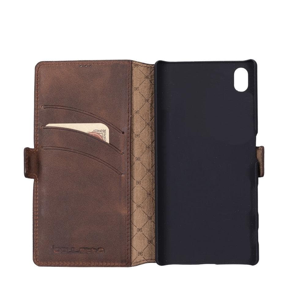 Sony Experia Z5 Leather Wallet Folio Case Brown Bouletta