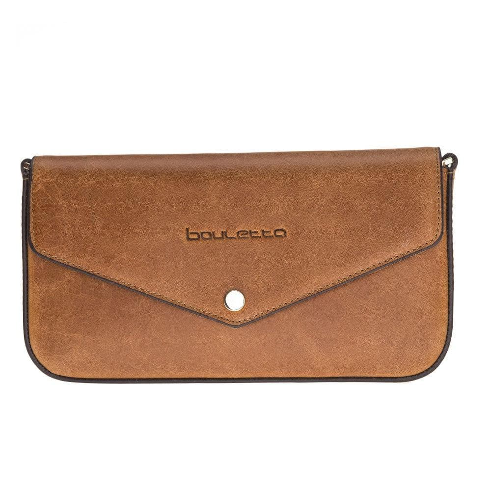 Tria Leather Women Clutch Bag Tan Bouletta LTD