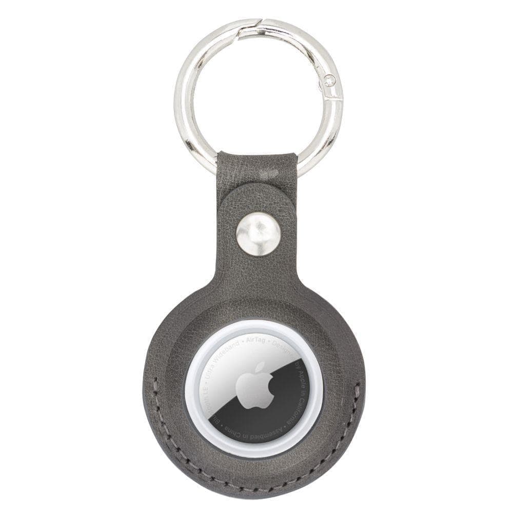 Arta Genuine Leather Keychain for Apple Airtag Tiguan Grey Bouletta LTD