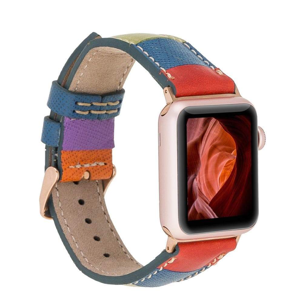 B2B - Leather Apple Watch Bands - Classic Style Saffiano Raınbow Bouletta B2B