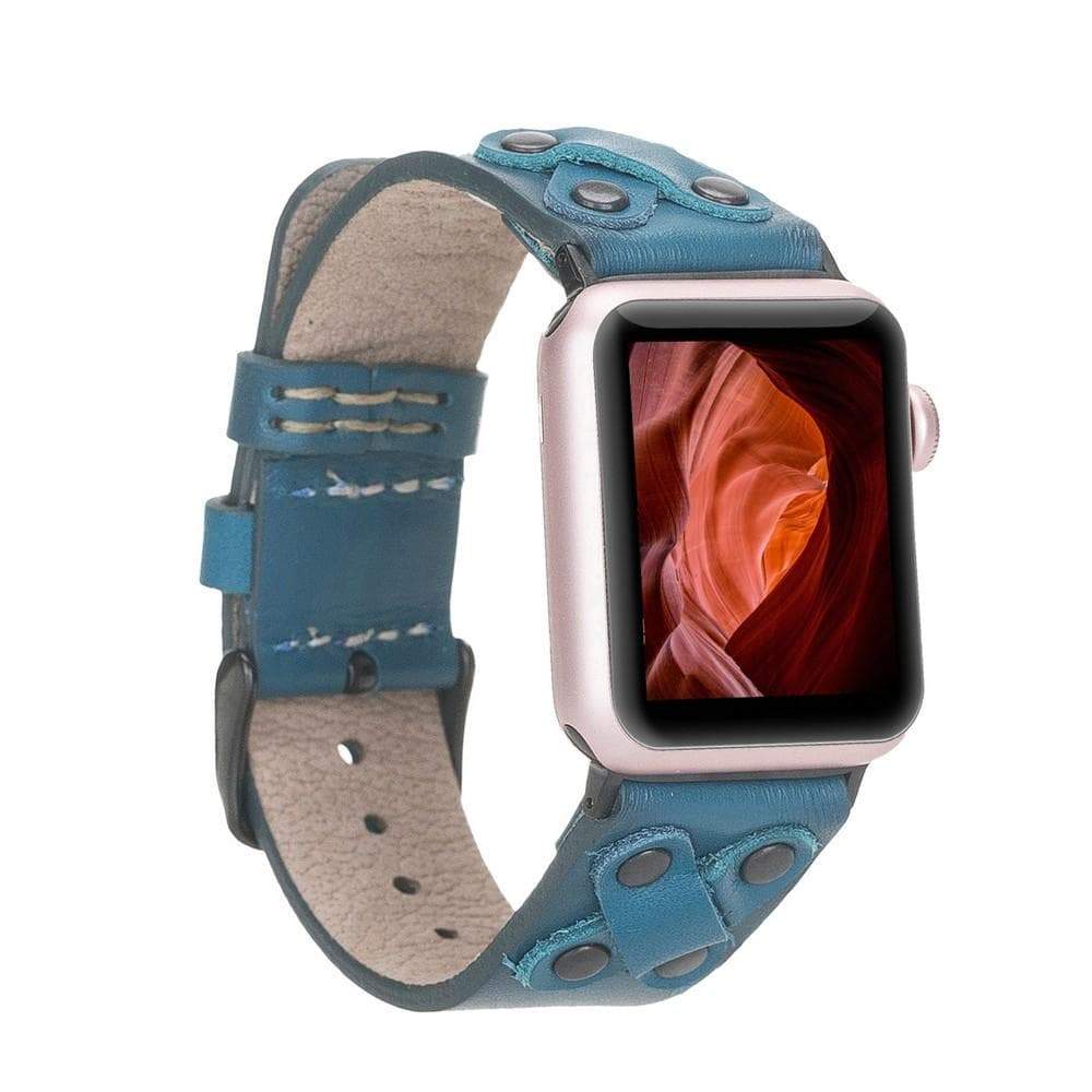 B2B - Leather Apple Watch Bands / Cross Style with Black Trok BRN4EF Bouletta B2B