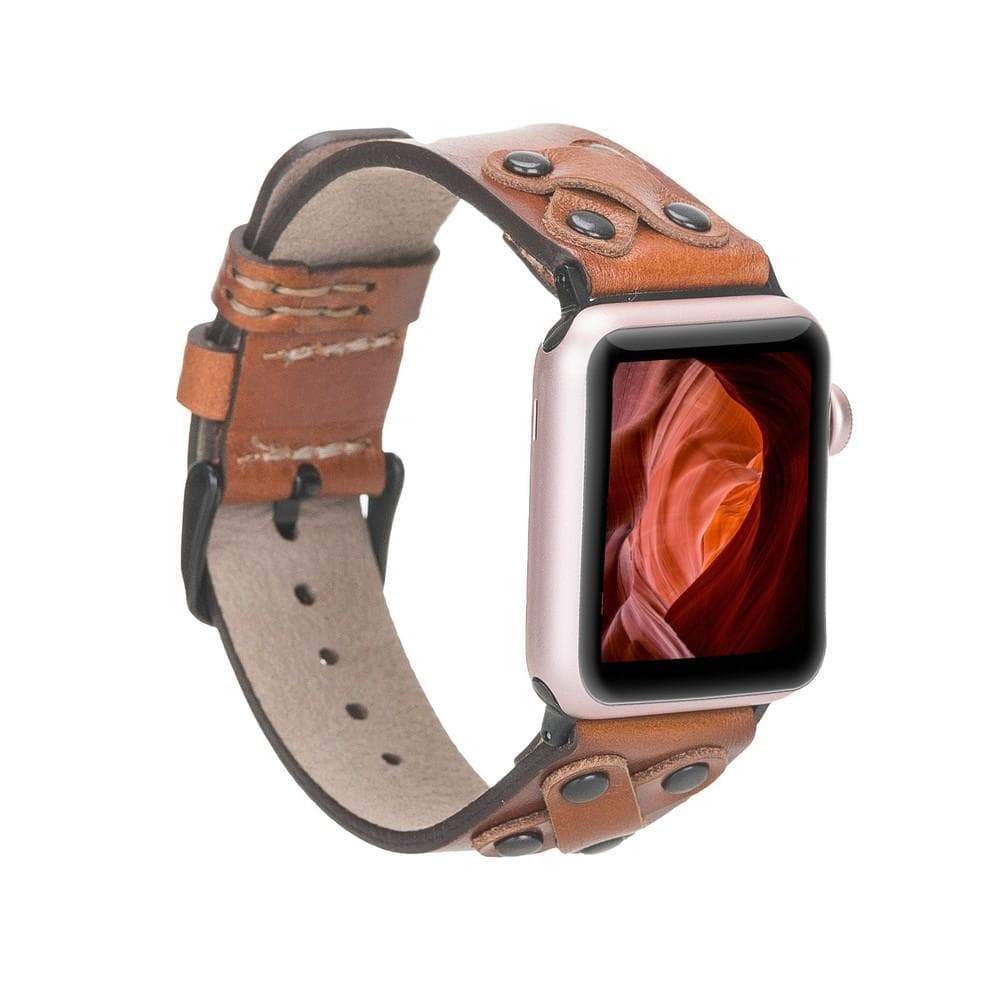 B2B - Leather Apple Watch Bands / Cross Style with Black Trok RST2EF Bouletta B2B