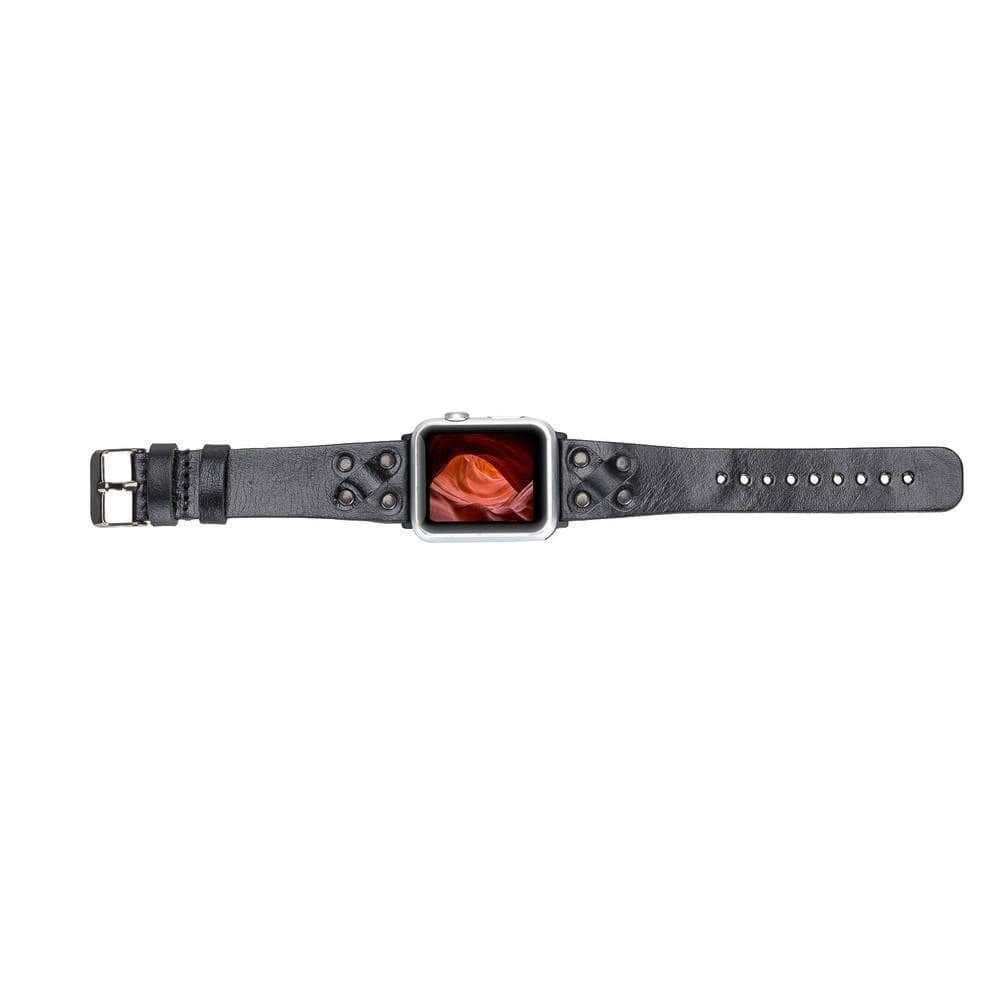 B2B - Leather Apple Watch Bands / Cross Style with Black Trok Bouletta B2B