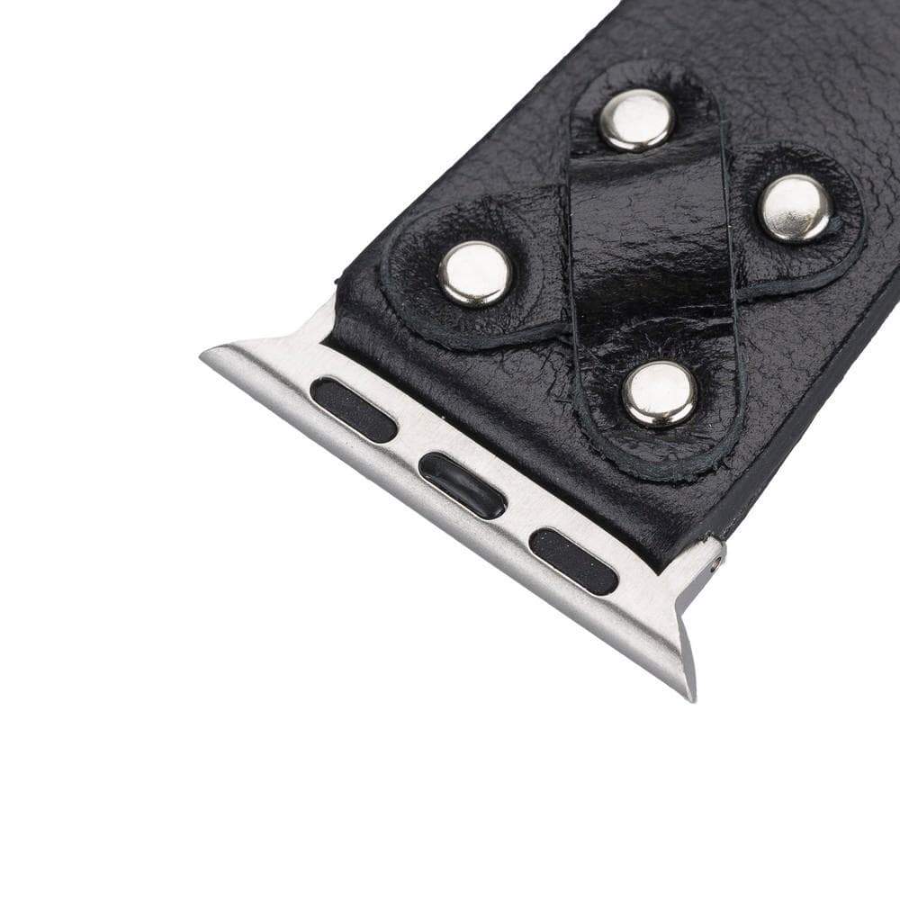 B2B - Leather Apple Watch Bands / Cross Style with Silver Trok Bouletta B2B
