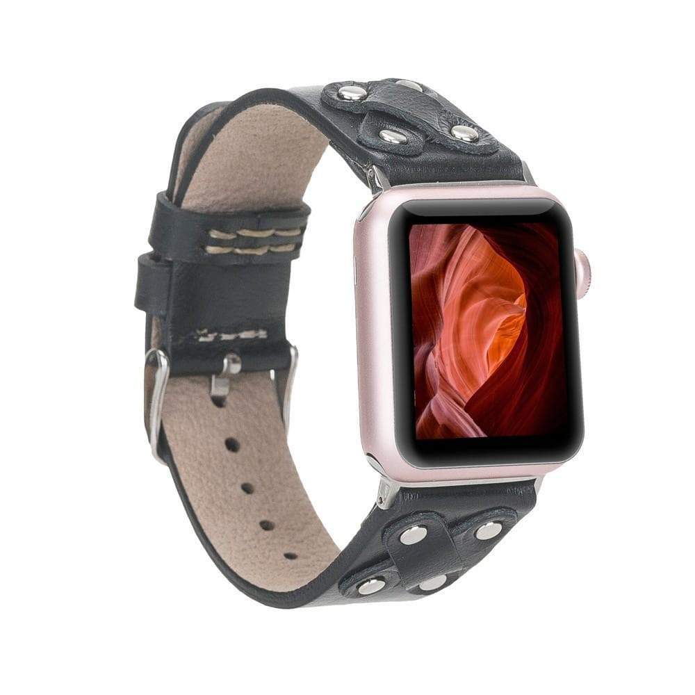 B2B - Leather Apple Watch Bands / Cross Style with Silver Trok RST1 Bouletta B2B
