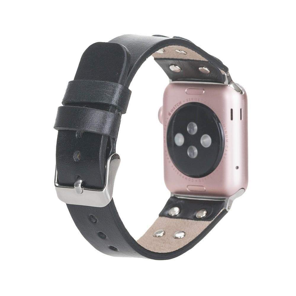 B2B - Leather Apple Watch Bands / Cross Style with Silver Trok Bouletta B2B