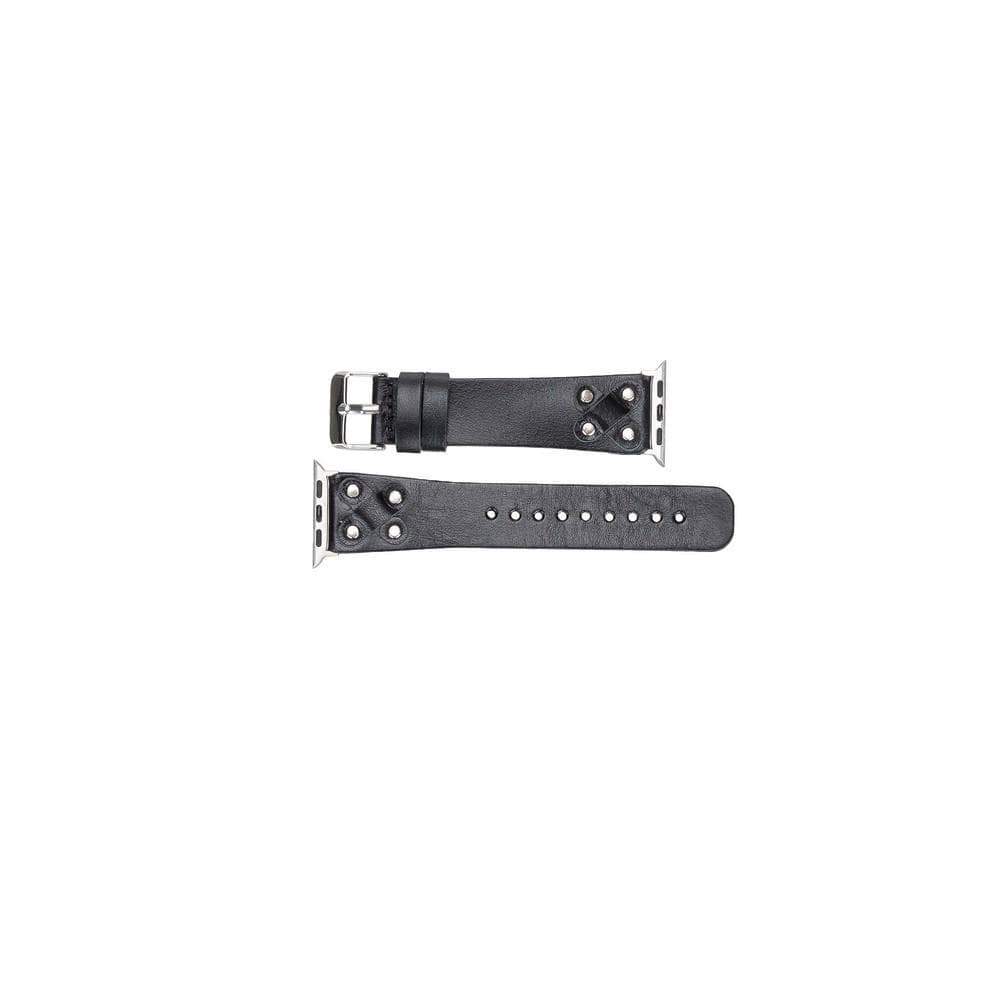 B2B - Leather Apple Watch Bands / Cross Style with Silver Trok Bouletta B2B