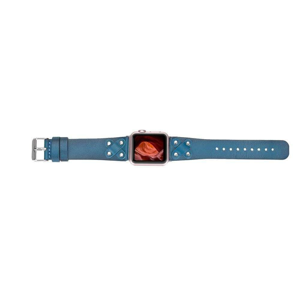 B2B - Leather Apple Watch Bands / Cross Style with Silver Trok Bouletta B2B