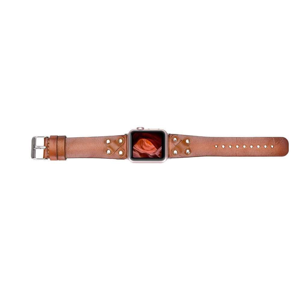 B2B - Leather Apple Watch Bands / Cross Style with Silver Trok Bouletta B2B