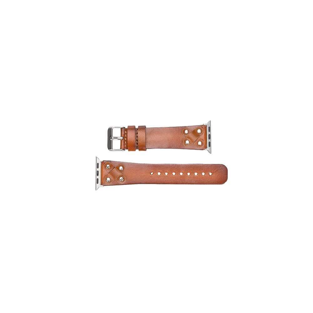 B2B - Leather Apple Watch Bands / Cross Style with Silver Trok Bouletta B2B
