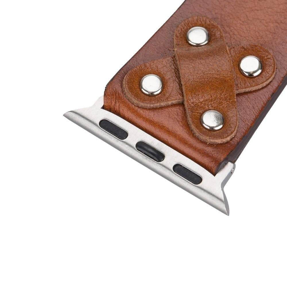 B2B - Leather Apple Watch Bands / Cross Style with Silver Trok Bouletta B2B