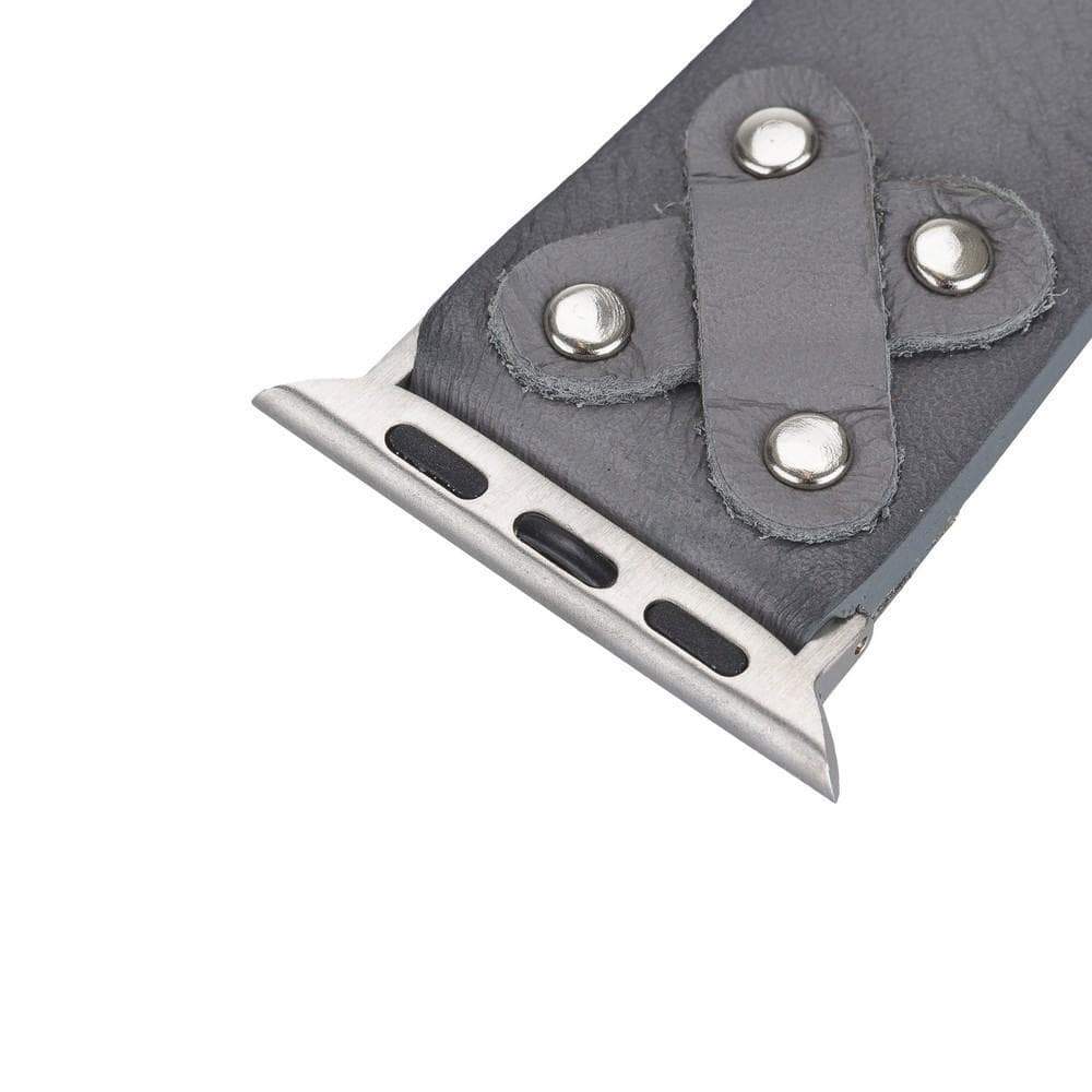 B2B - Leather Apple Watch Bands / Cross Style with Silver Trok Bouletta B2B