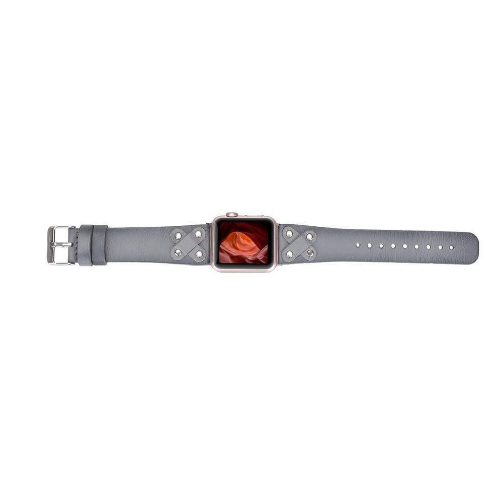 B2B - Leather Apple Watch Bands / Cross Style with Silver Trok Bouletta B2B