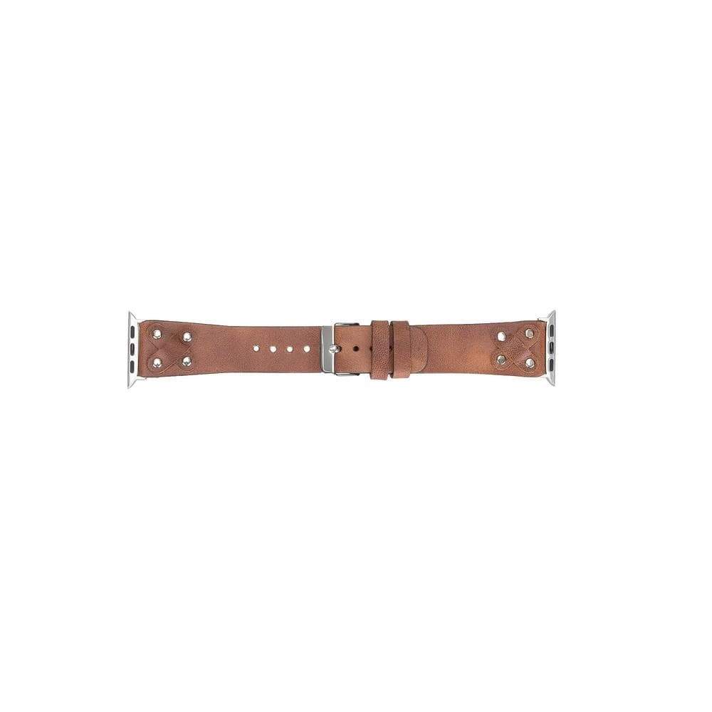 B2B - Leather Apple Watch Bands / Cross Style with Silver Trok Bouletta B2B