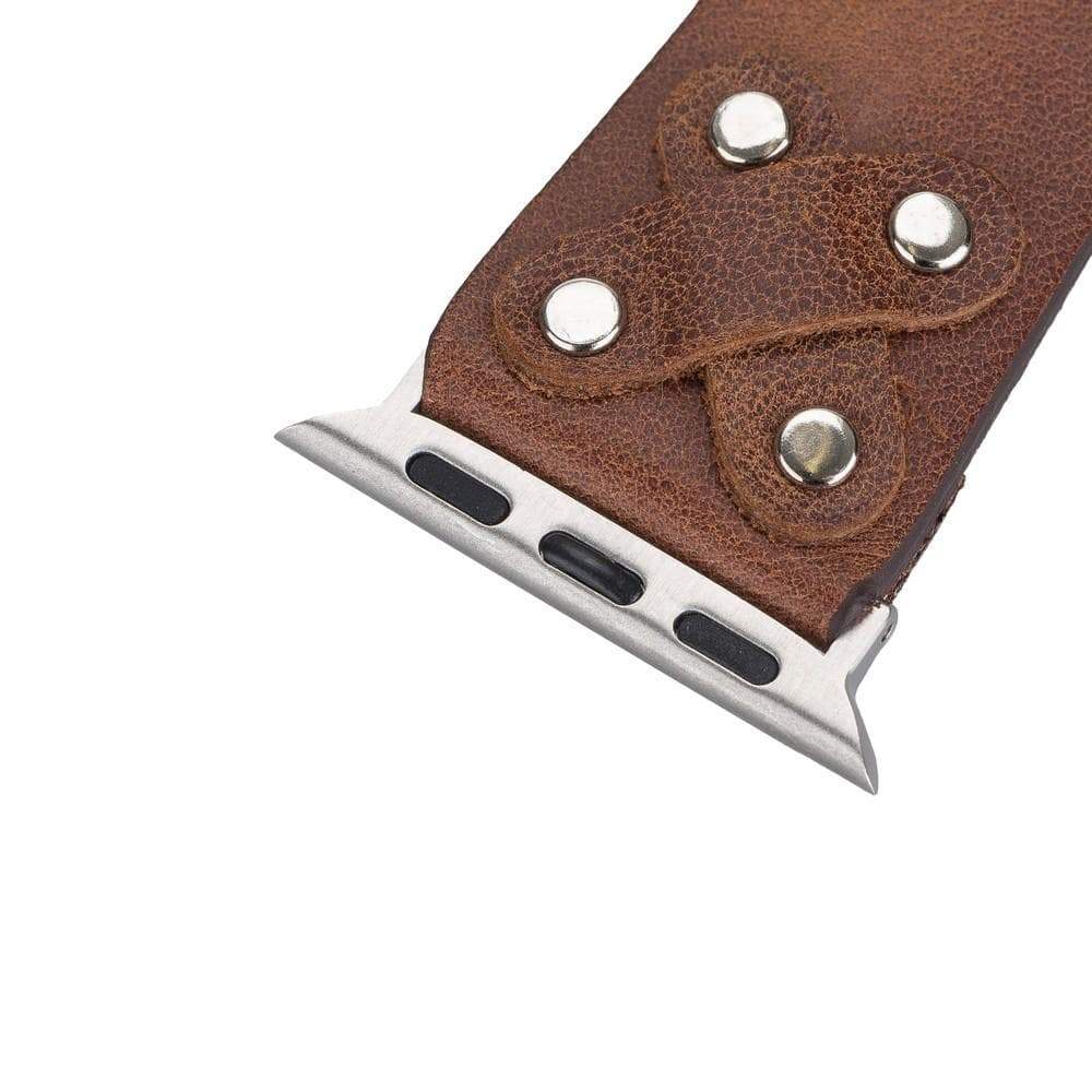 B2B - Leather Apple Watch Bands / Cross Style with Silver Trok Bouletta B2B