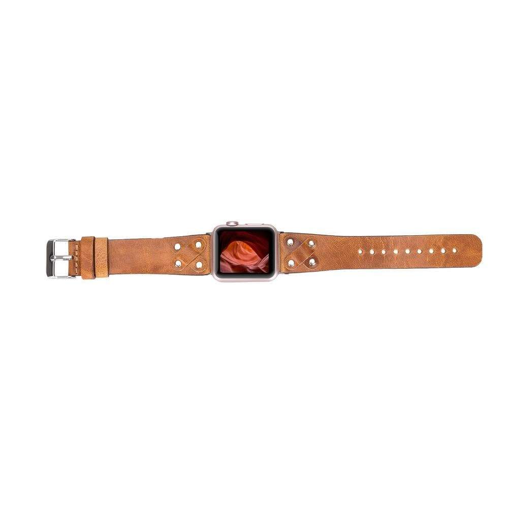 B2B - Leather Apple Watch Bands / Cross Style with Silver Trok Bouletta B2B