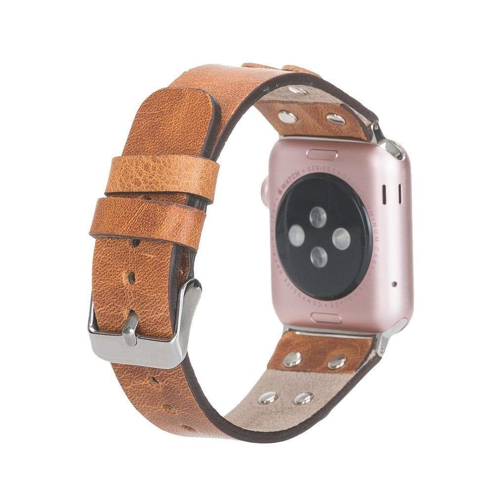 B2B - Leather Apple Watch Bands / Cross Style with Silver Trok Bouletta B2B