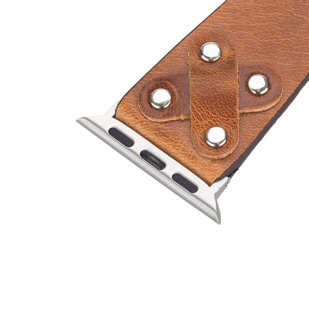 B2B - Leather Apple Watch Bands / Cross Style with Silver Trok Bouletta B2B