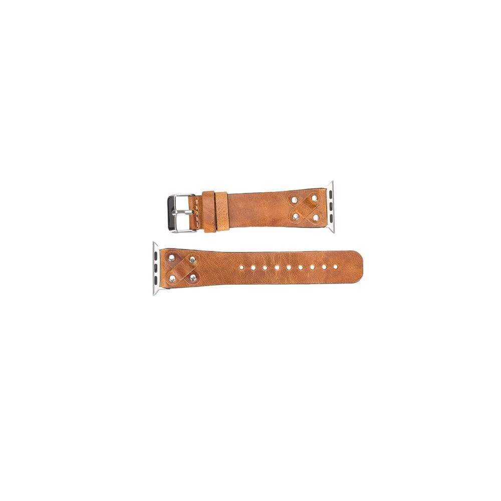 B2B - Leather Apple Watch Bands / Cross Style with Silver Trok Bouletta B2B