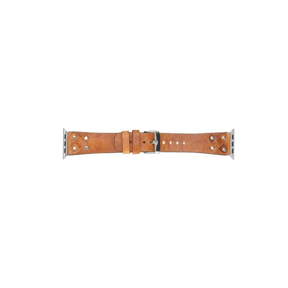 B2B - Leather Apple Watch Bands / Cross Style with Silver Trok Bouletta B2B