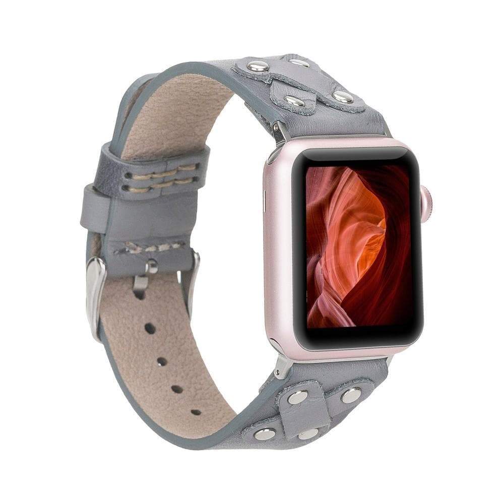 B2B - Leather Apple Watch Bands / Cross Style with Silver Trok RST9EF Bouletta B2B