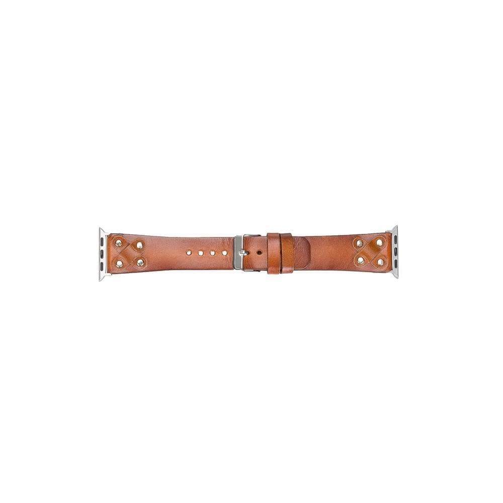 B2B - Leather Apple Watch Bands / Cross Style with Silver Trok Bouletta B2B