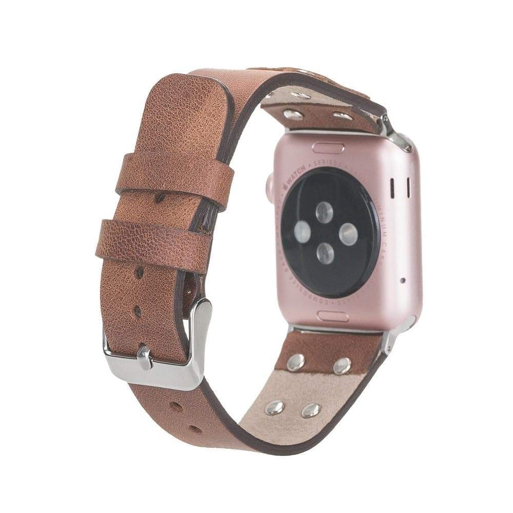 B2B - Leather Apple Watch Bands / Cross Style with Silver Trok Bouletta B2B