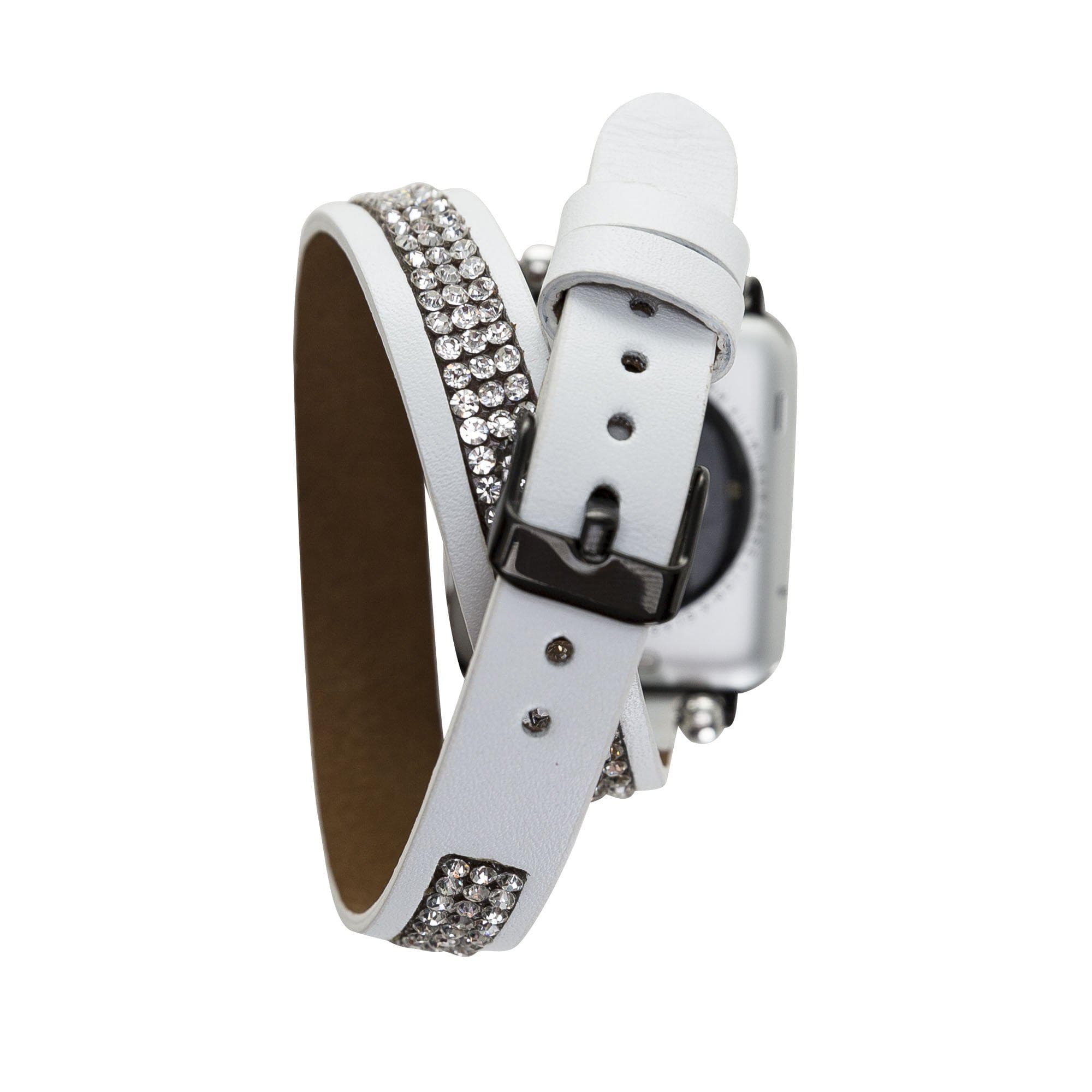 B2B - Leather Apple Watch Bands - Crystal Ferro Double Tour Style Bouletta B2B