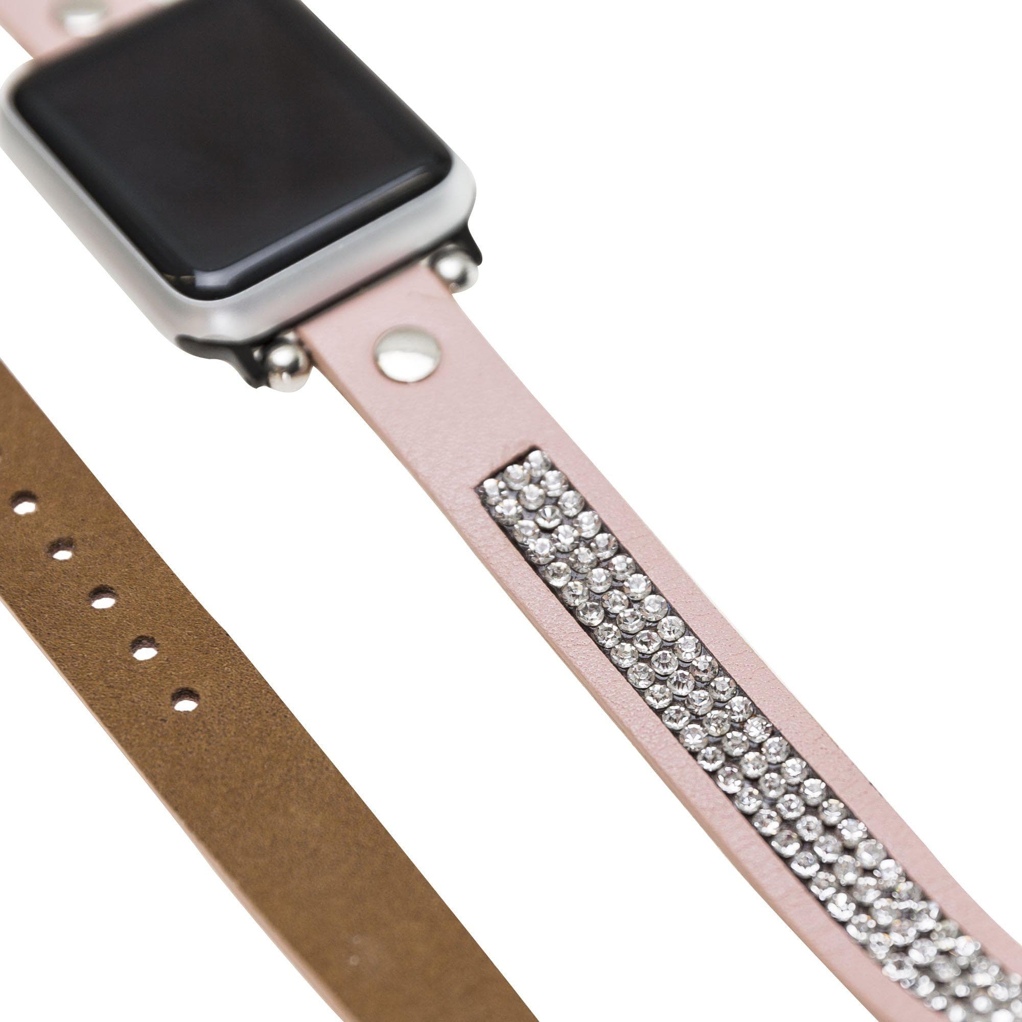 B2B - Leather Apple Watch Bands - Crystal Ferro Double Tour Style Bouletta B2B