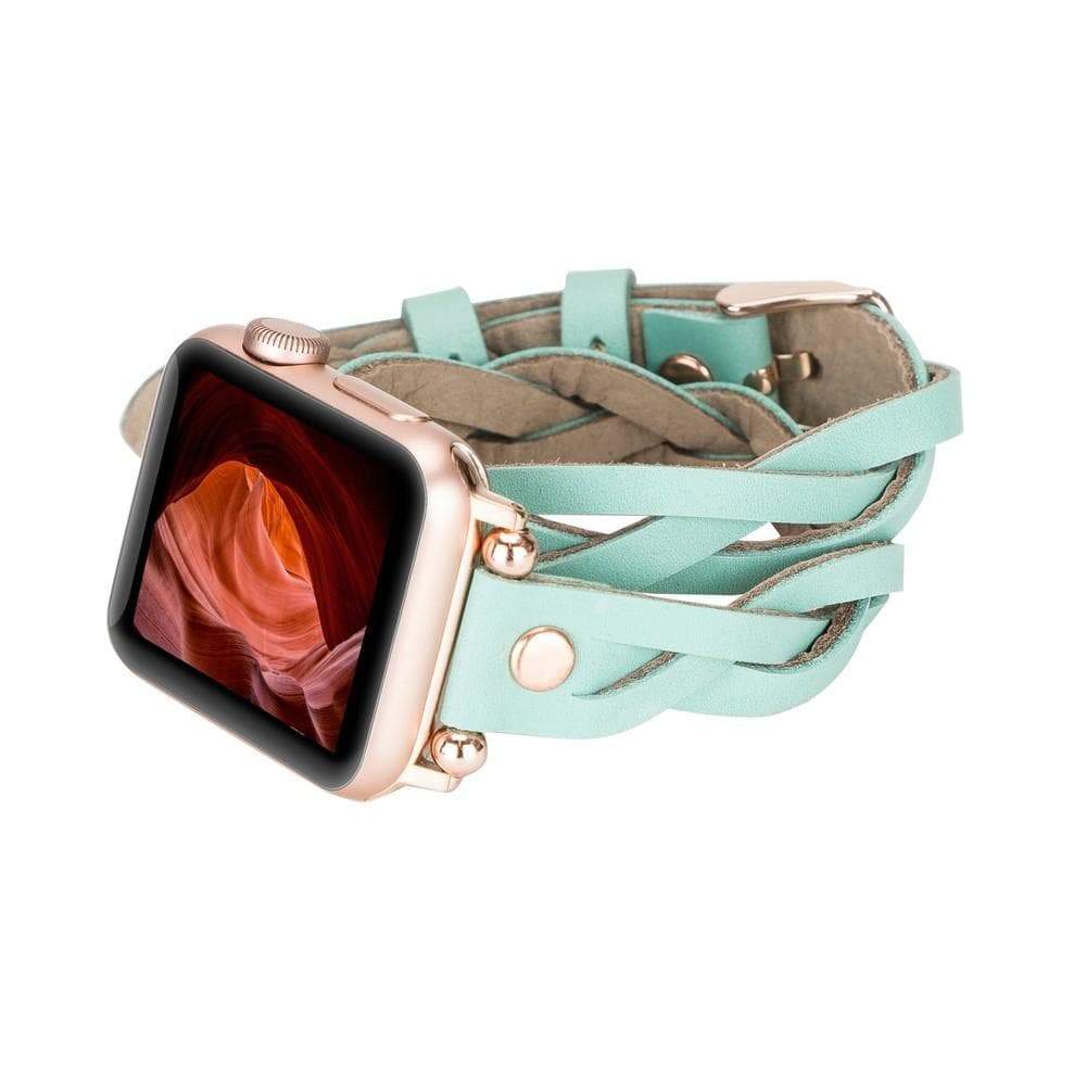 B2B - Leather Apple Watch Bands - Ferro Braided DT Peggy Rose Gold Trok Style Bouletta B2B