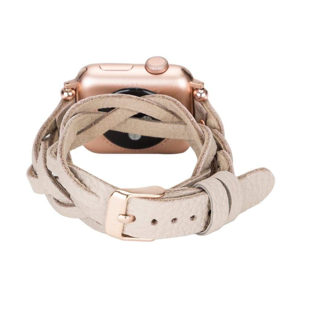 B2B - Leather Apple Watch Bands - Ferro Braided DT Peggy Rose Gold Trok Style Bouletta B2B