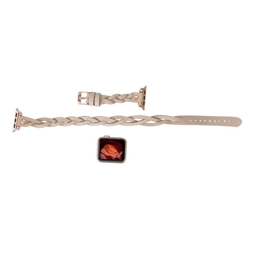 B2B - Leather Apple Watch Bands - Ferro Braided DT Peggy Rose Gold Trok Style Bouletta B2B
