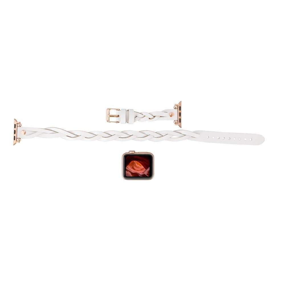 B2B - Leather Apple Watch Bands - Ferro Braided DT Peggy Rose Gold Trok Style Bouletta B2B