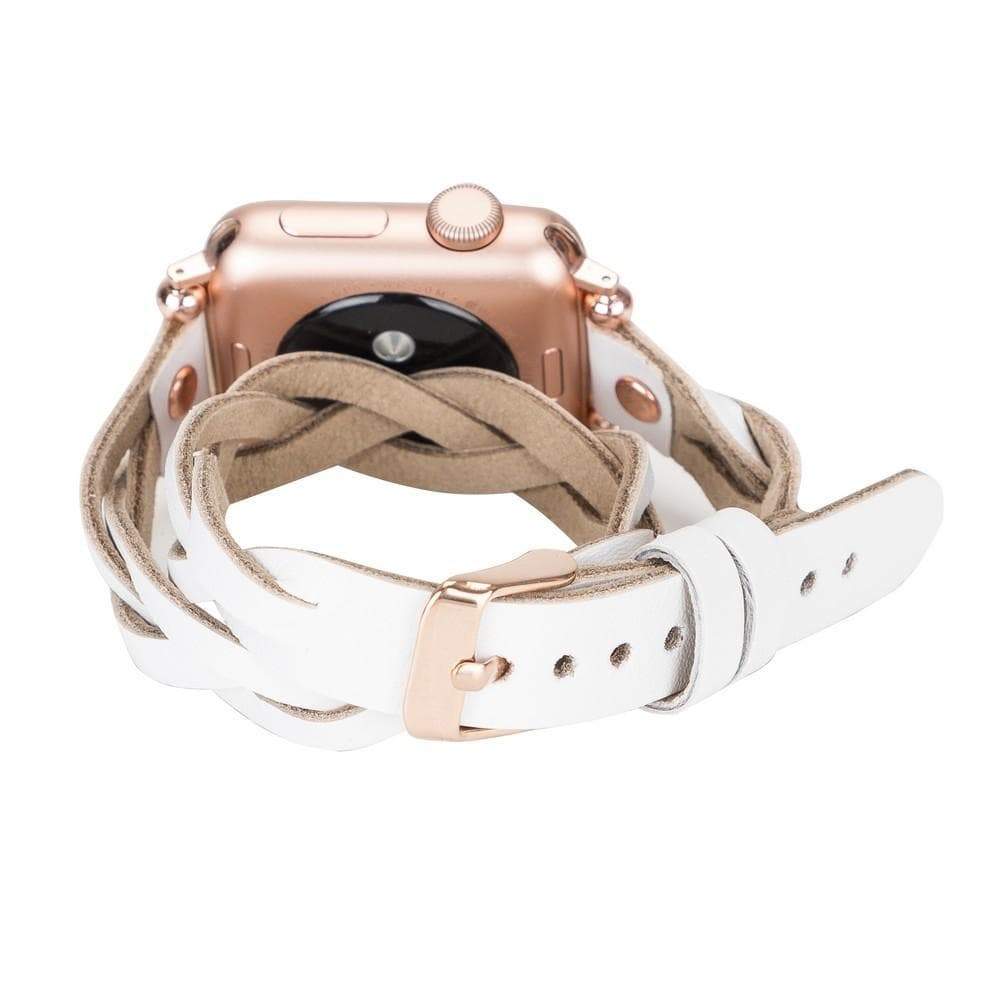 B2B - Leather Apple Watch Bands - Ferro Braided DT Peggy Rose Gold Trok Style Bouletta B2B