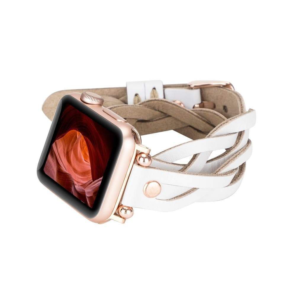 B2B - Leather Apple Watch Bands - Ferro Braided DT Peggy Rose Gold Trok Style Bouletta B2B